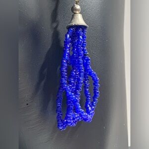 Vintage blue beaded ‘80’s earrings